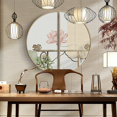 風(fēng)雅閑趣，一畫(huà)入景 新中式餐廳玄關(guān)圓形掛畫(huà)選購(gòu)與搭配指南